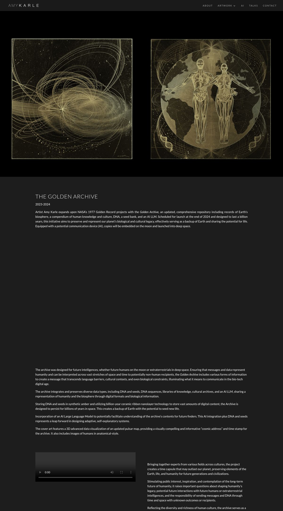 Golden Archive, project page, full page