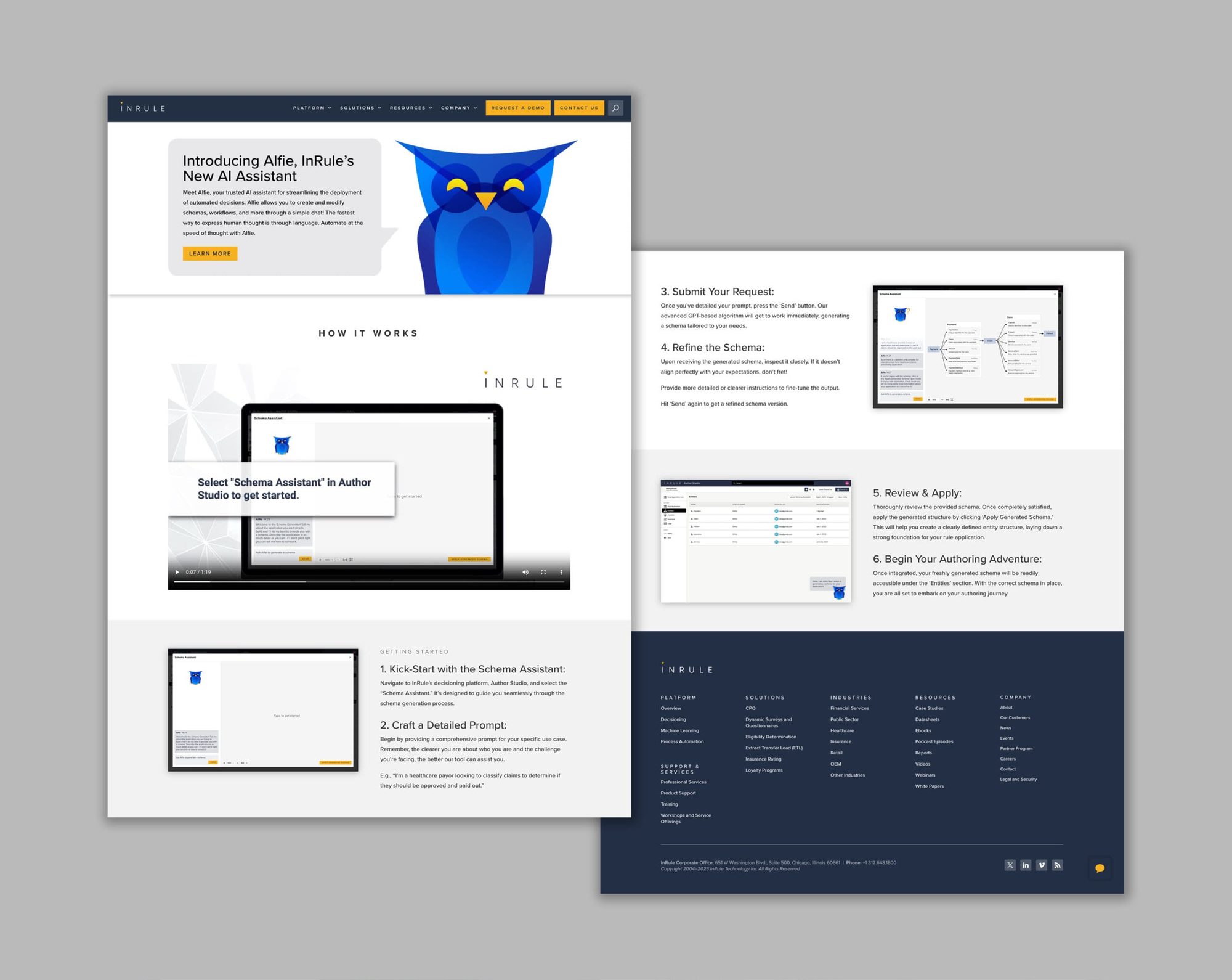 Landing pages introducing Alfie