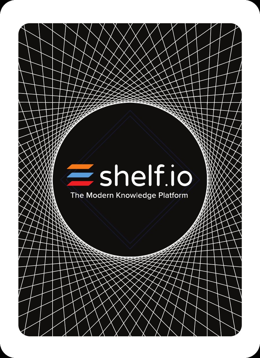 Card back: the Shelf logo inside a guilloche