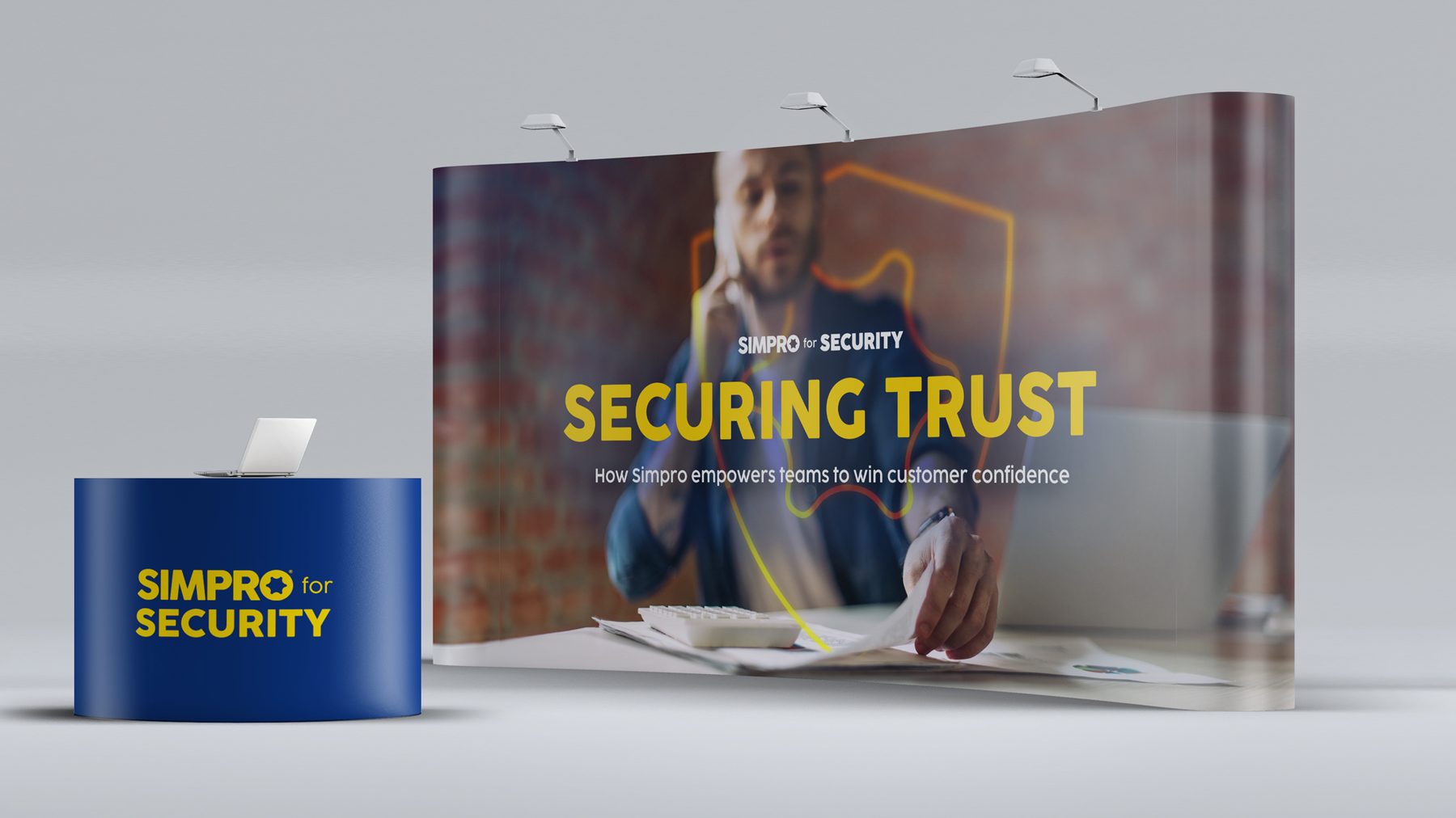 Simpro for Security trade-show booth: Securing trust