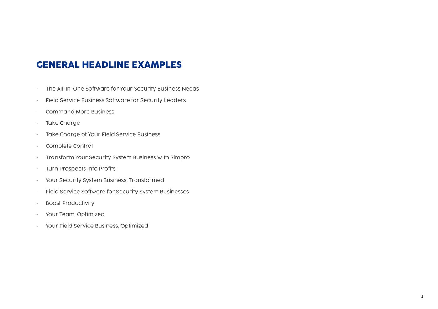 Campaign guide: headline examples