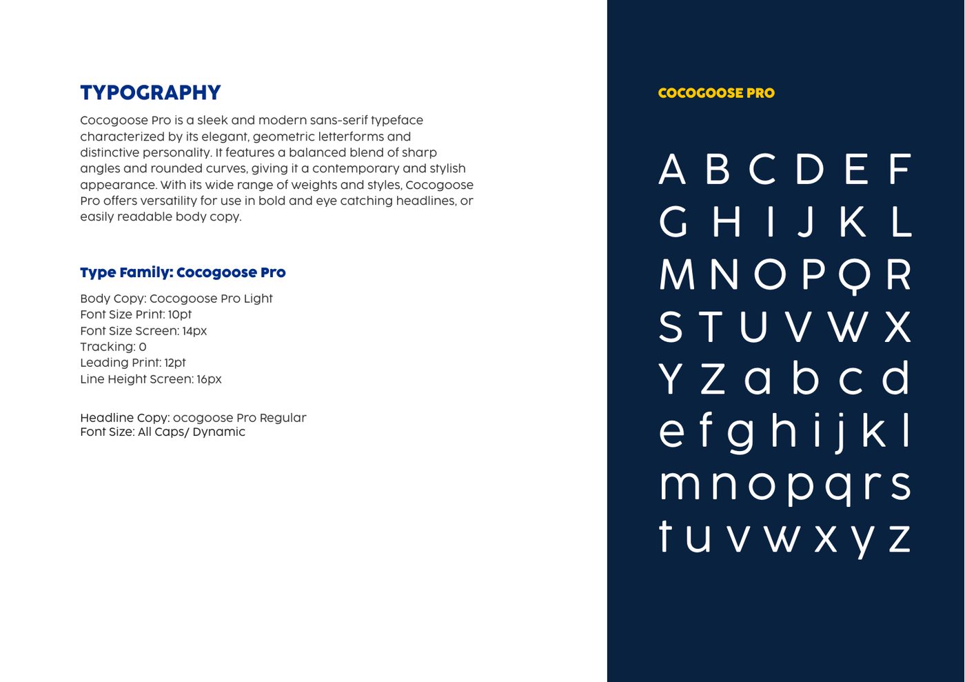 Campaign guide: typography, Cocogoose Pro