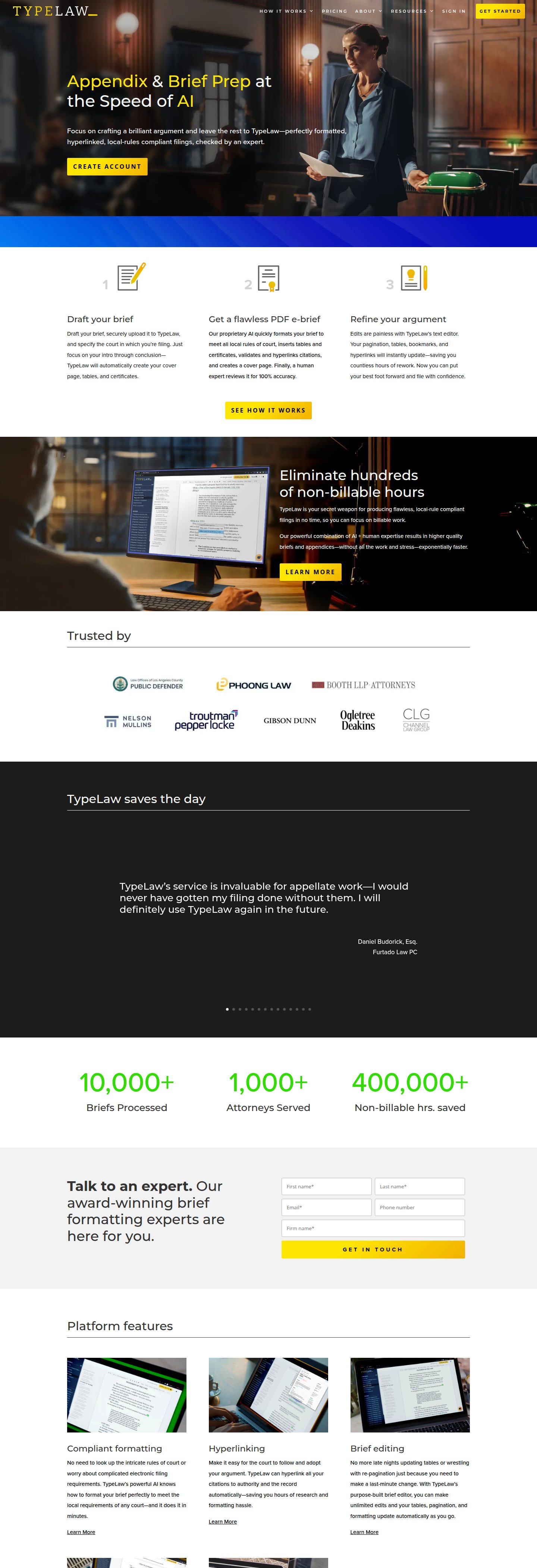 The homepage, full page
